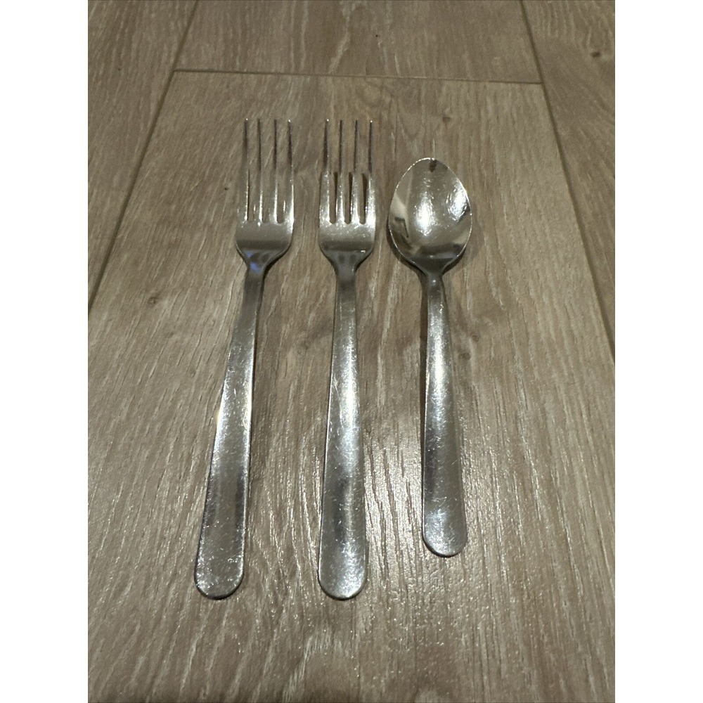 Bakers & Chefs #732 Stainless‎ Steel NSF Flatware 2 Dinner Forks & 1 Teaspoon